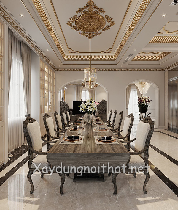 Báo Giá Trần Thạch Cao Tân Cổ Điển – Top 50 Mẫu Trần Đẹp, Sang trọng. Tran thach cao tan co dien 3