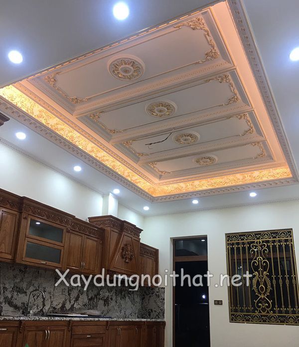 Báo Giá Trần Thạch Cao Tân Cổ Điển – Top 50 Mẫu Trần Đẹp, Sang trọng. Tran thach cao tan co dien 4