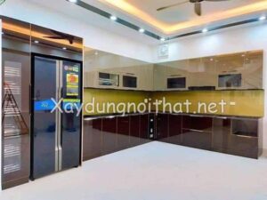 Mẫu tủ bếp nhôm cánh kính đẹp