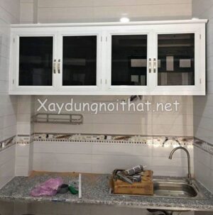 Mẫu tủ bếp treo tường nhôm kính đẹp