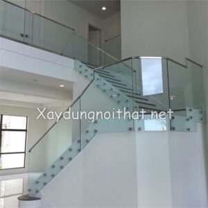 Mẫu cầu thang kính inox đẹp