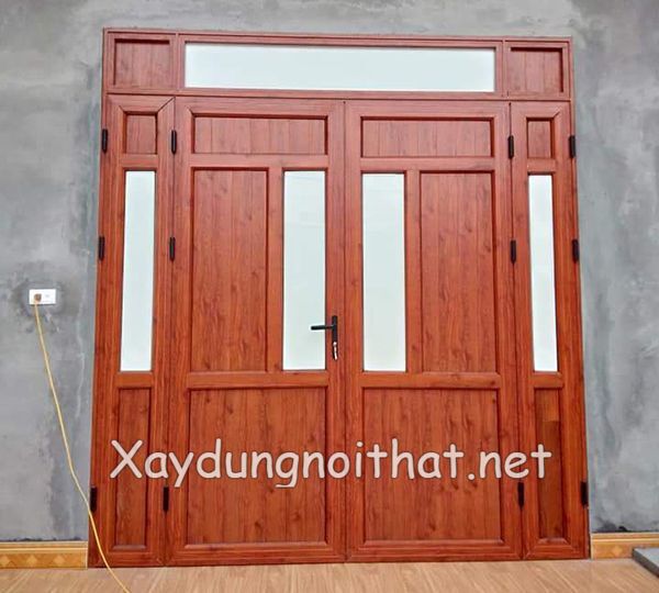 Top Mẫu Cửa Nhôm Giả Gỗ 4 Cánh Đẹp Như Gỗ Thật – Xem Ngay Báo Giá cua nhom gia go 4 canh 1