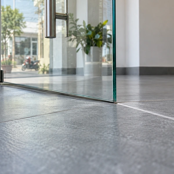 Nền Nhà Bị Dốc Có Lắp Được Cửa Kính Cường Lực Mở Quay Không? 02 cua kinh ca nen