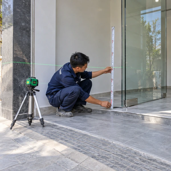 Nền Nhà Bị Dốc Có Lắp Được Cửa Kính Cường Lực Mở Quay Không? 03 do cao do nen
